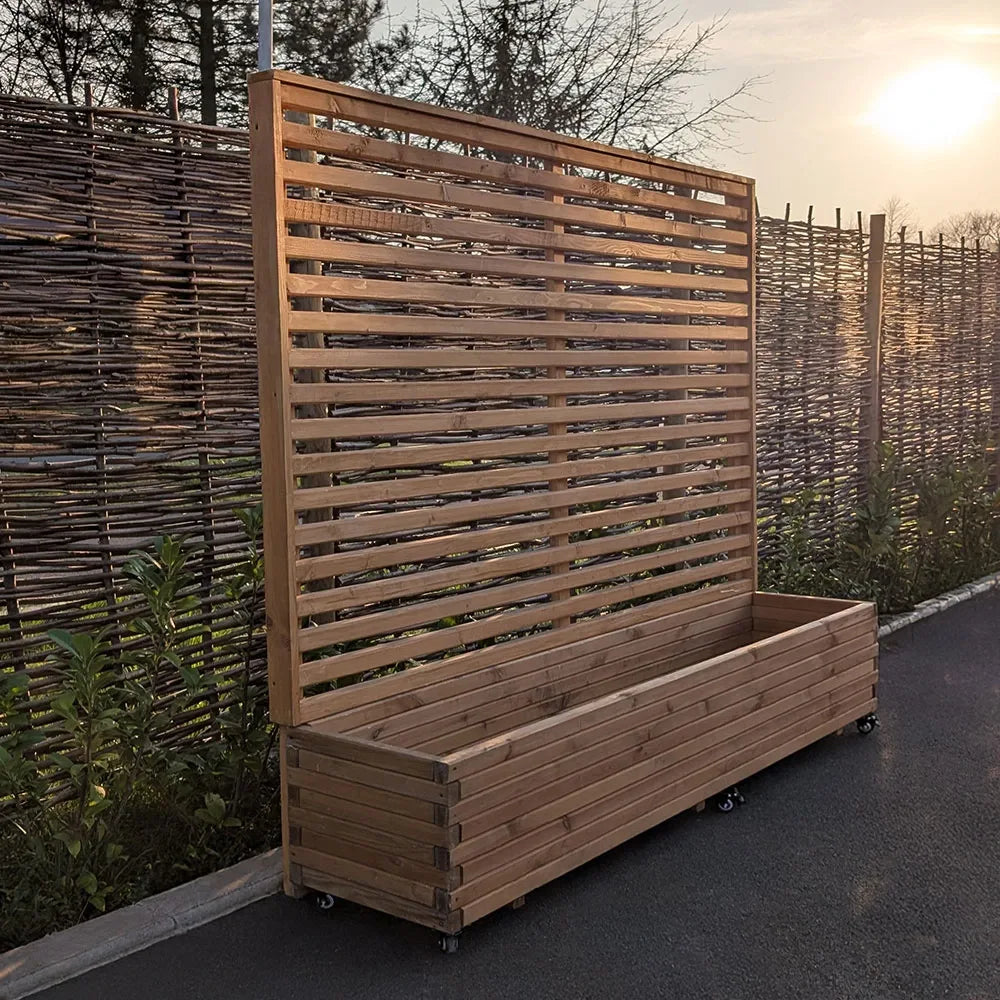 2m Pine Raised Wooden Trellis Planter