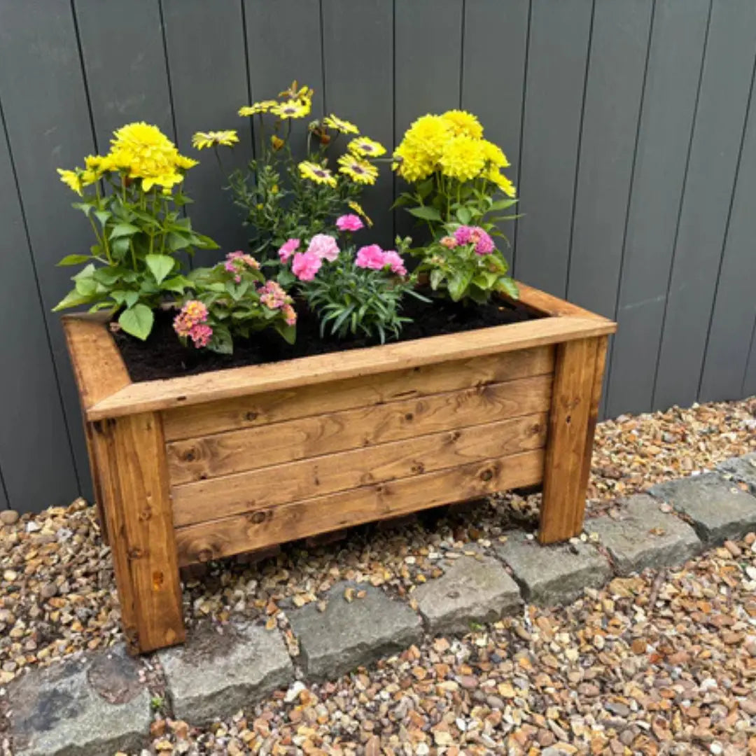 80cm Redwood Raised Wooden Trough Planter