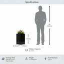 50cm Zinc Galvanised Polished Black Tall Square Planter