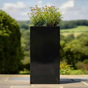 100cm Zinc Galvanised Polished Black Tall Square Planter