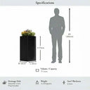 75cm Zinc Galvanised Polished Black Tall Square Planter