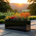 75cm Zinc Galvanised Polished Black Trough Planter