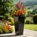 90cm Zinc Galvanised Polished Black Tall Tapered Planter
