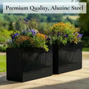 80cm Long Zinc Galvanised Polished Black 60cm Tall Trough Planter