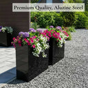80cm Long Zinc Galvanised Polished Black 60cm Tall Trough Planter