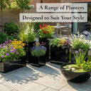 80cm Long Zinc Galvanised Polished Black 60cm Tall Trough Planter