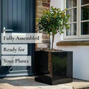 30cm Zinc Galvanised Polished Black Square Planter