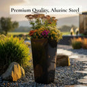 90cm Zinc Galvanised Polished Black Tall Tapered Planter