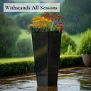 90cm Zinc Galvanised Polished Black Tall Tapered Planter