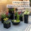 75cm Zinc Galvanised Polished Black Trough Planter