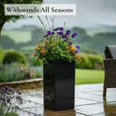 50cm Zinc Galvanised Polished Black Tall Square Planter