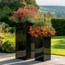 50cm Zinc Galvanised Polished Black Tall Square Planter