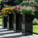 75cm Zinc Galvanised Polished Black Tall Square Planter