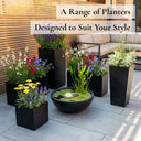 30cm Zinc Galvanised Matte Black Square Planter