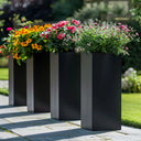100cm Zinc Galvanised Matte Black Tall Square Planter