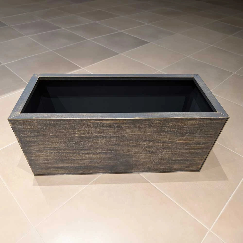 75cm Zinc Hand Finished Brushed Grey & Gold Trough Planter