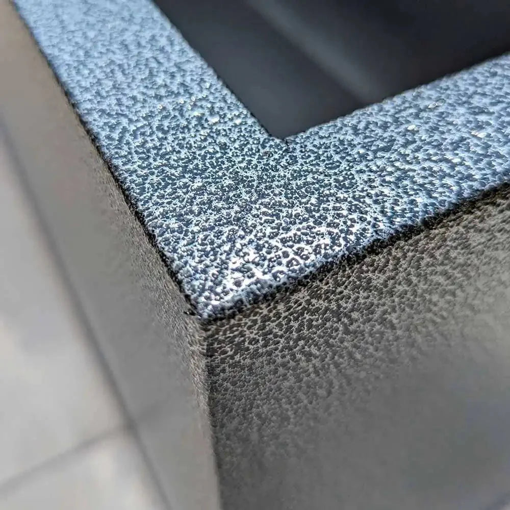 DAMAGED (READ DESCRIPTION) 100cm Zinc Galvanised Silver & Black Textured Trough Planter