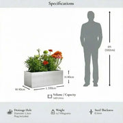 100cm Zinc Metal Galvanised Silver Trough Planter