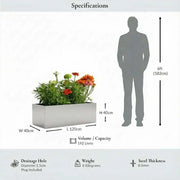 120cm Zinc Galvanised Silver Trough Planter