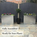 80cm Long Zinc Galvanised Silver 60cm Tall Trough Planter