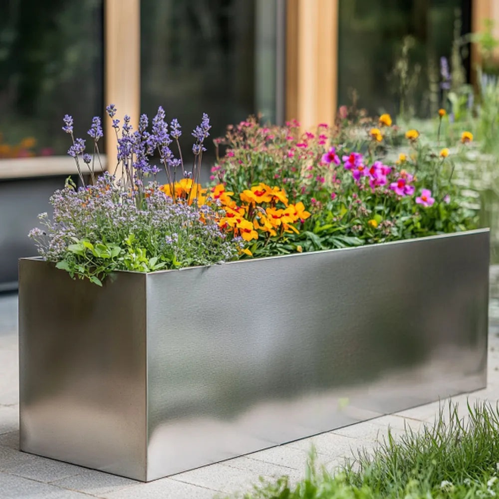 75cm Zinc Galvanised Silver Trough Planter