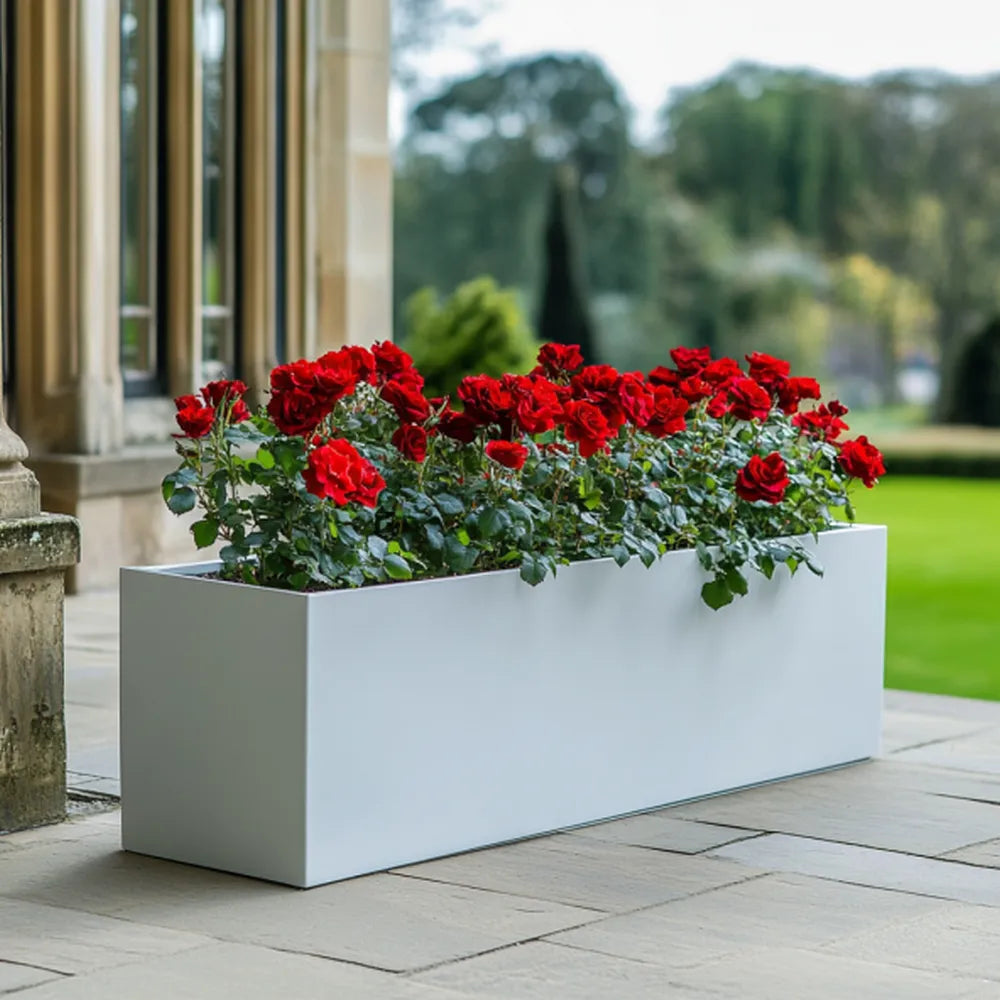 Zinc Galvanised Matte White Trough Planter