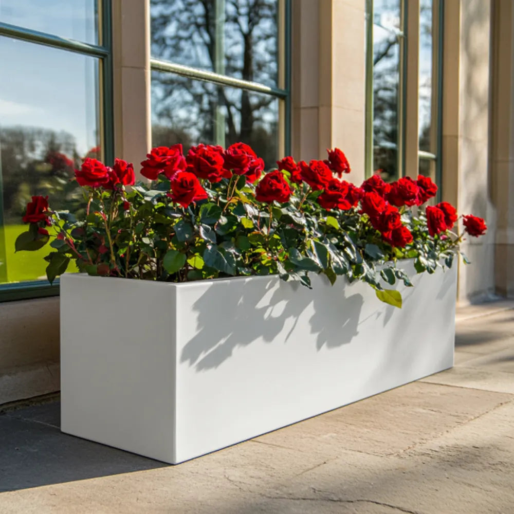 Zinc Galvanised Matte White Trough Planter